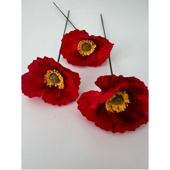 thumb_Red Poppy - Single Stem with 34cm Wire Pick