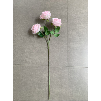 thumb_65cm - 3 Head Rose Flower Stem - Soft Pink