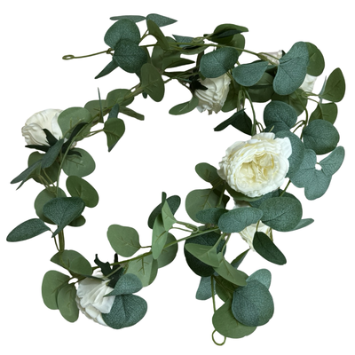 thumb_1.6m Ivory Deluxe Rose & Silver Dollar Eucalyptus Garland