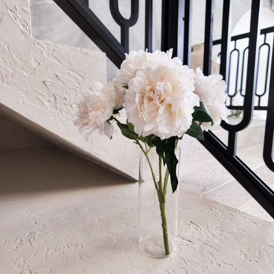 thumb_9 Head Large White/Cream Peony Bush – Artificial Peony Flowers 45cm