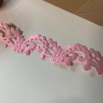 thumb_3.5cm Pink Lace Design Polyester Embossed Ribbon  18m