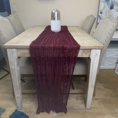 thumb_Extra Long 4m Burgundy Cheesecloth Table Runner  90x400cm
