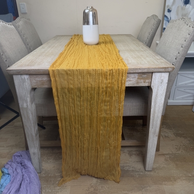 thumb_Extra Long 4m Gold Cheesecloth Table Runner 90x400cm