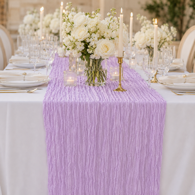thumb_Extra Long 4m Light Purple Cheesecloth Table Runner 90x400cm