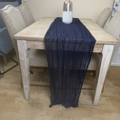 thumb_Extra Long 4m Navy Cheesecloth Table Runner 90x400cm