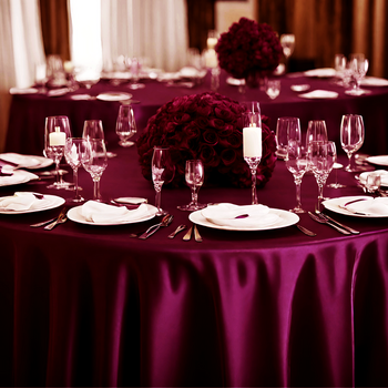 thumb_275cm Round Satin Tablecloth - Burgundy