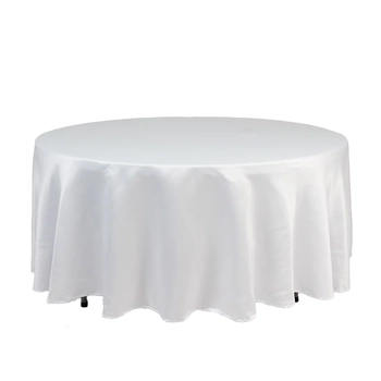 thumb_275cm Round Satin Tablecloth - White