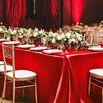 thumb_90x120inch (230x305cm) Satin Tablecloth - Red