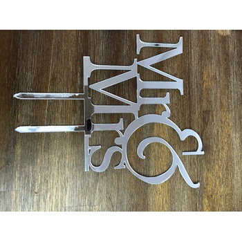 thumb_Silver - Mr & Mrs Acrylic Cake Topper