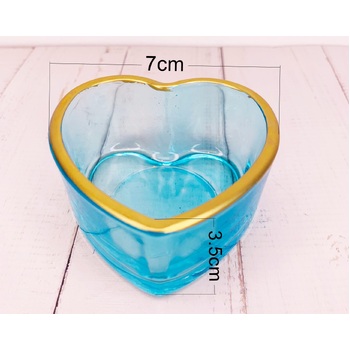 thumb_7cm Heart Shaped Tea Light Holder - Blue/Gold