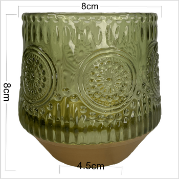 thumb_8cm - Patterened Green Gold Based Tea Light/Votive Candle Holder