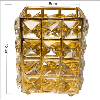 thumb_12cm - Gold Square Crystal Candle Holder/Centerpiece