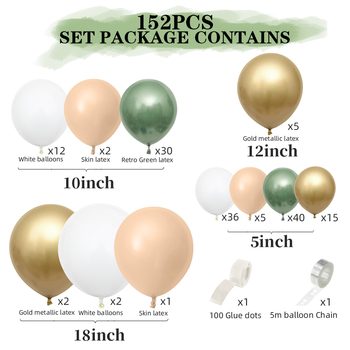 thumb_Eucalyptus/Gold/Cream Theme 152pcs Balloon Garland Decorating Kit