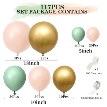 thumb_Eucalyptus/Gold/Apricot Theme 117 pcs Balloon Garland Decorating Kit