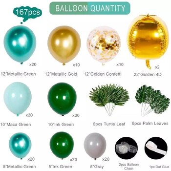thumb_Green/Gold/White Jungle Theme Balloon Garland Decorating Kit