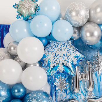 thumb_White Blue Snowflake Themed Balloon Garland Decorating Kit )(Frozen Theme)