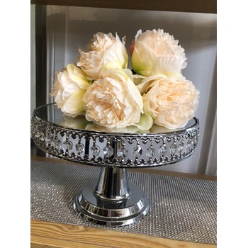 thumb_30cm Round Pedestal Mirror Top Cake Stand -  Silver