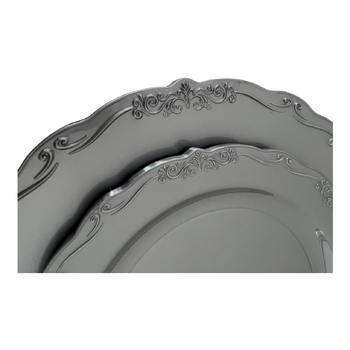 thumb_6pcs - 20cm Silver/Grey Scalloped Edge Plastic Side Plates