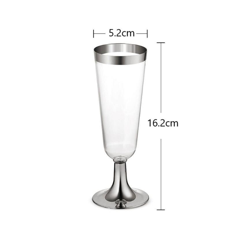 6pk x 150ml Silver Rimmed Champagne Flute Glass