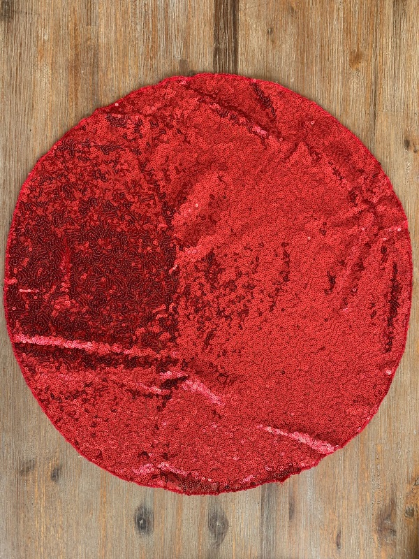 10pk Sequin Round Placemat / Centrepiece Mat - Red