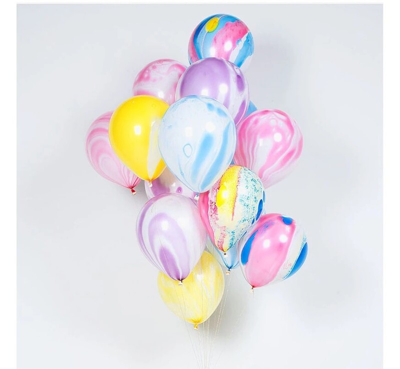 10pcs - 25cm (10")  Marble/TieDie Balloon - Yellow