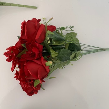thumb_56cm - 12 Head Rose, Orchid & Daisy Flower Bush - Red