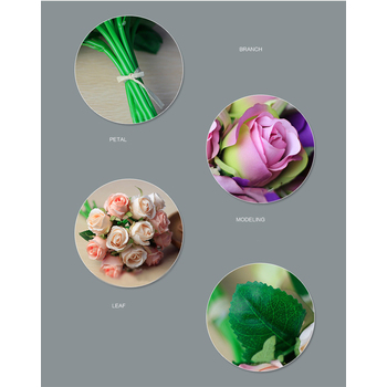 thumb_Red/Pink Tones Green - 12 Head Silk Rose Bouquet