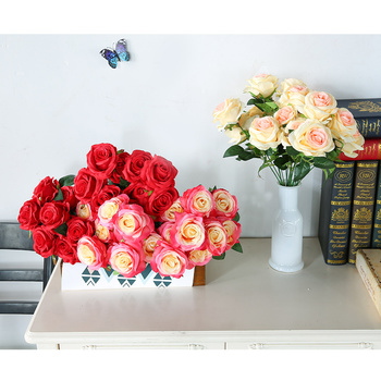 thumb_9 Head Rose Bush 42cm - Pink Two Tone