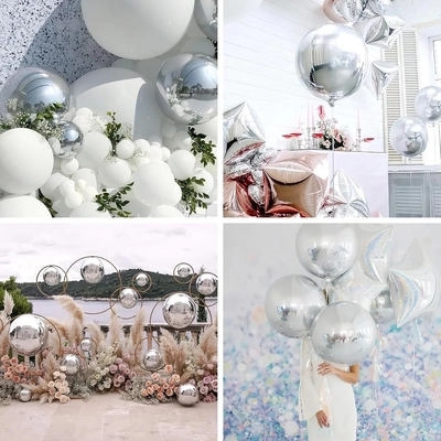 thumb_80cm - 4d Mylar Silver Aluminium Finish Balloon