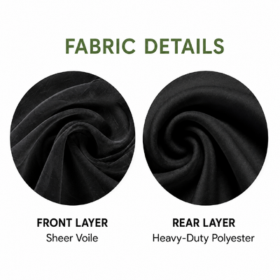 thumb_3m Black Polyester Wedding Backdrop Curtain with Sheer Voile Layer 