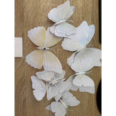 thumb_12pc - 3d Butterflies White Glossy with Glitter Effect - Wall Stickers/magnet/Decorations