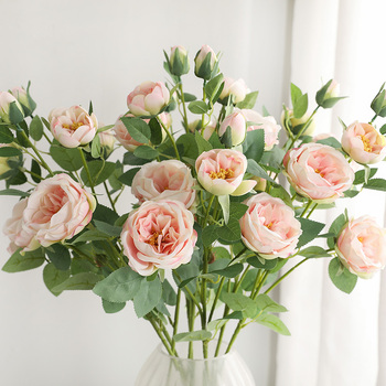 thumb_88cm - 4 Head Rose  Stem - Soft Pink