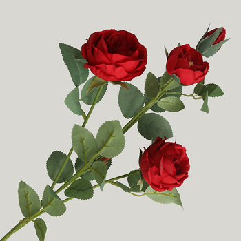 thumb_88cm - 4 Head Rose  Stem - Red