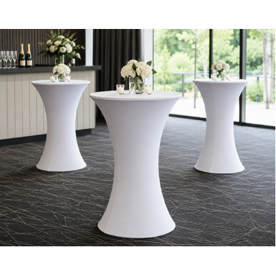 thumb_60cm White Round Base Dry Bar Cover – Stretch Lycra Cocktail Table Cover