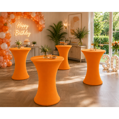 thumb_60cm Orange Round Base Dry Bar Cover – Stretch Lycra Cocktail Table Cover