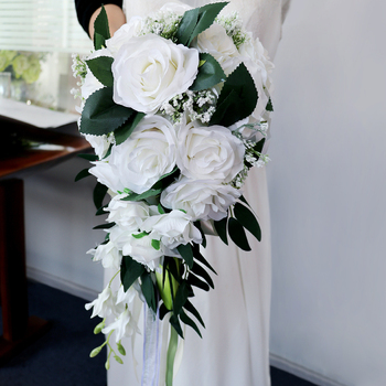 thumb_Bridal Teardrop Bouquet - White Roses