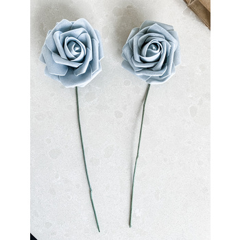 thumb_25pk - Silver Glitter Foam Roses - 7.6cm on stem/pick