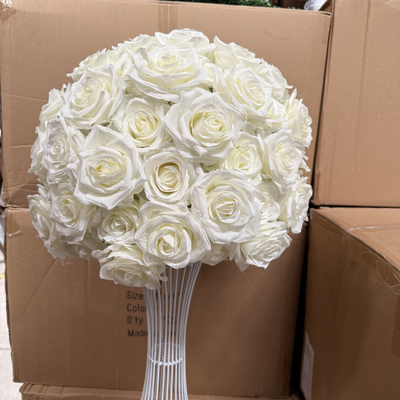 thumb_40cm Flower Rose Ball Arrangement 3/4 Sphere - White/Cream