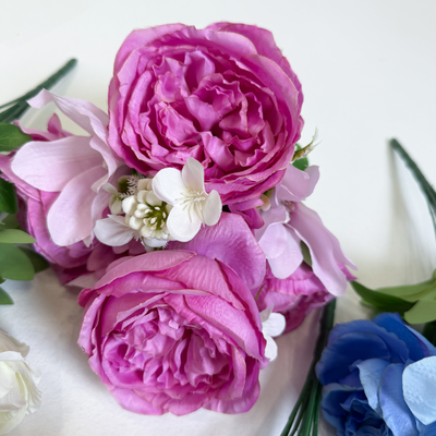 thumb_50cm - Fushia 11 Head Peony and Mixed Flower Bush Artificial