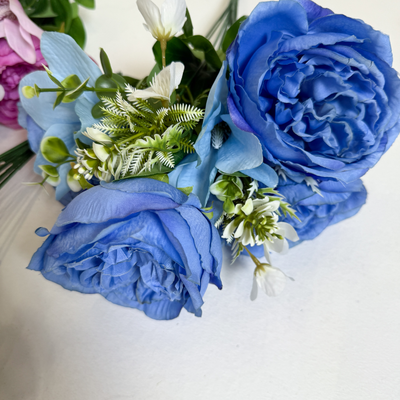 thumb_50cm - Blue 11 Head Peony and Mixed Flower Bush Artificial
