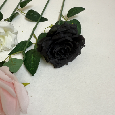 thumb_Black Open Rose Stem 50cm Artificial – Single Stem