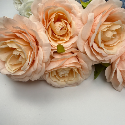 thumb_43cm - Peachy Pink 7 Head Artificial Rose Bush