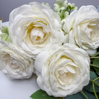 thumb_43cm - White/Cream 7 Head Artificial Rose Bush