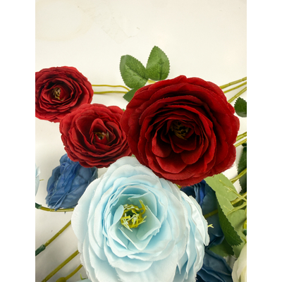thumb_Multi Head Dark Red Rose Spray Stem 82cm - Artificial