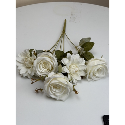 thumb_Artificial White Rose & Dahlia Bush 45cm