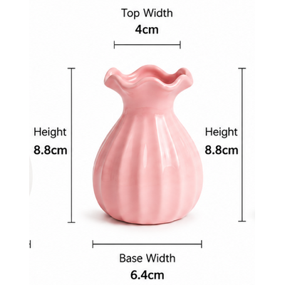 thumb_Small Pink Ceramic Scalloped Rim Bud Vase 9cm