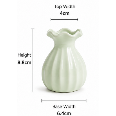 thumb_Small Green Ceramic Scalloped Rim Bud Vase 9cm