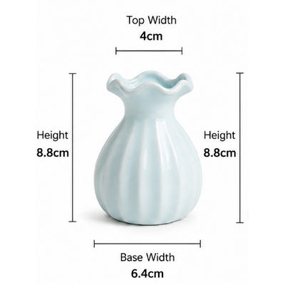 thumb_Small Blue Ceramic Scalloped Rim Bud Vase 9cm