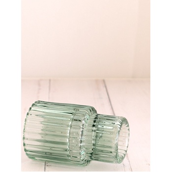 thumb_Sage Green - Ribbed Glass Taper/Dinner Candle Holder - Style 2