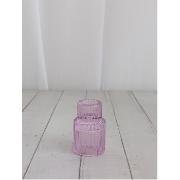 thumb_Pinky Lavender  - Ribbed Glass Taper/Dinner Candle Holder - Style 2